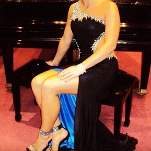 BLACK & ROYAL BLUE PROM DRESS